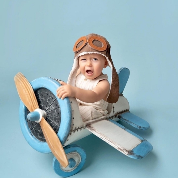 Aviator Hat First Birthday Outfit Cake Smash Outfit Time Flies Birthday - Picture 1 of 8